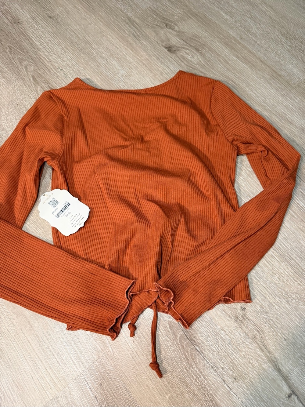 Altar’d State NWT Ribbed Ruched Long Sleeve Top Rust Boho Size Small - Picture 3 of 5